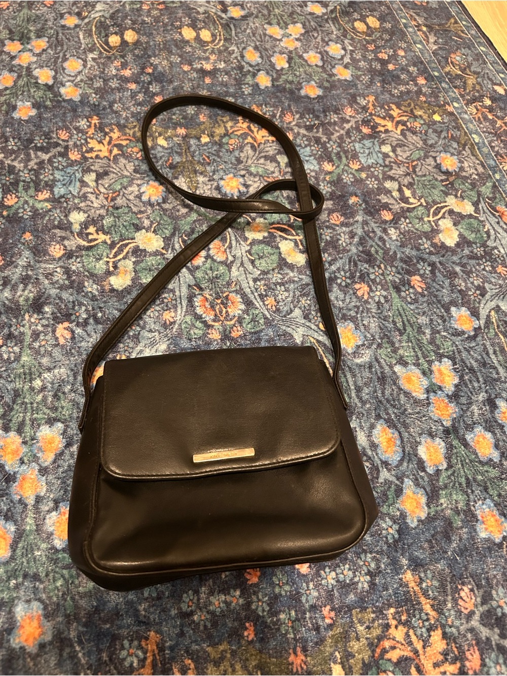 Nine West Black Crossbody with Silver Plaque